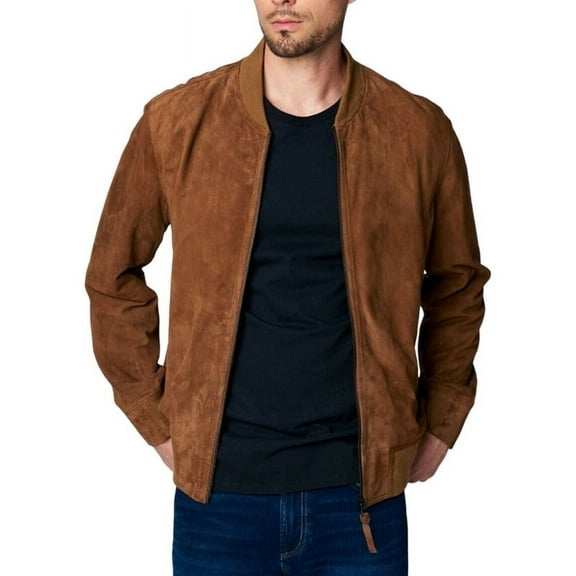 Men's Stylish Brown 100% Genuine Suede Leather Lightweight Soft Satin lining Jackets for Men - M Size
