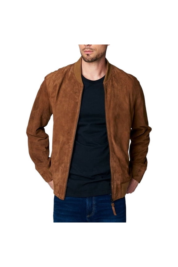 Men's Stylish Brown 100% Genuine Suede Leather Lightweight Soft Satin lining Jackets for Men - S Size