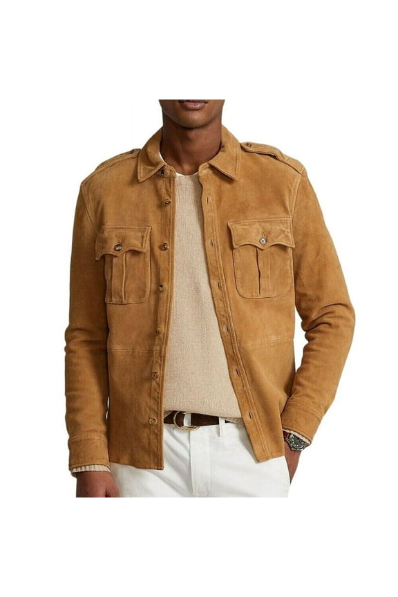 Men's Stylish Brown 100% Genuine Suede Leather Lightweight Soft Satin lining Jackets for Men - XS Size