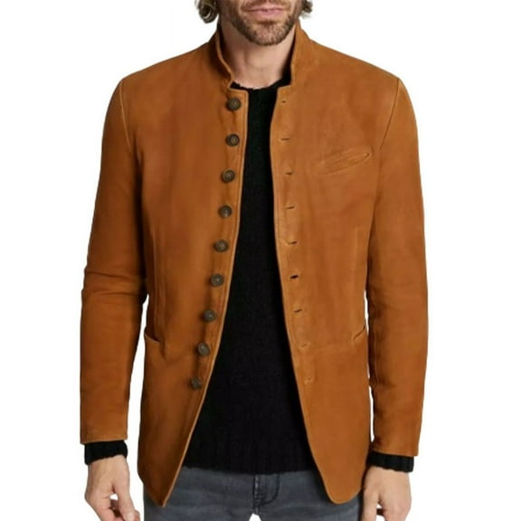 Men's Stylish Brown 100% Genuine Suede Leather Lightweight Soft Satin lining Jackets for Men - XS Size