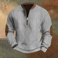 Men's Stylish Cable Knit Sweater with Quarter Zip and Suede Elbow