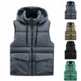 thumbnail image 1 of Men's Stylish Casual Cotton Vests All- Sleeveless Thicken Warm With Hood Waistcoat - Multi-pocket Design for Winter Outdoor Sports, Layering, and Christmas Activities,Gray,3XL, 1 of 5