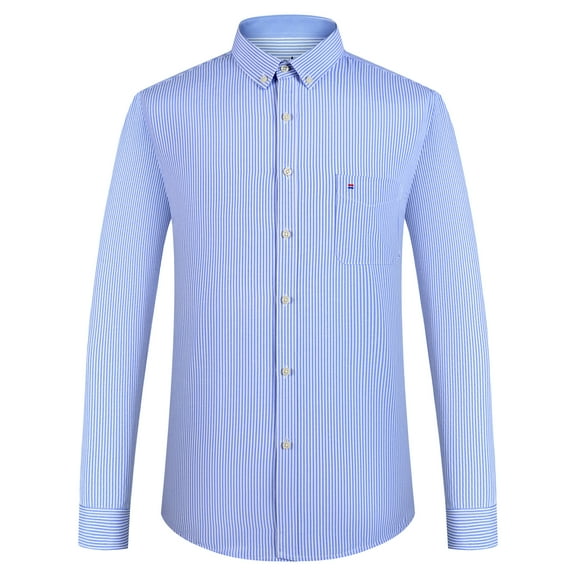 Men's Stylish Cotton Blend Casual Oxford Shirt, Breathable Long Sleeve Button Down Collar Work Shirt