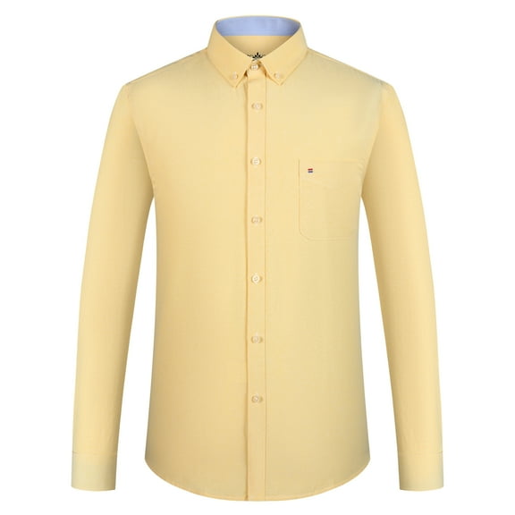 Men's Stylish Cotton Blend Casual Oxford Shirt, Breathable Long Sleeve Button Down Collar Work Shirt