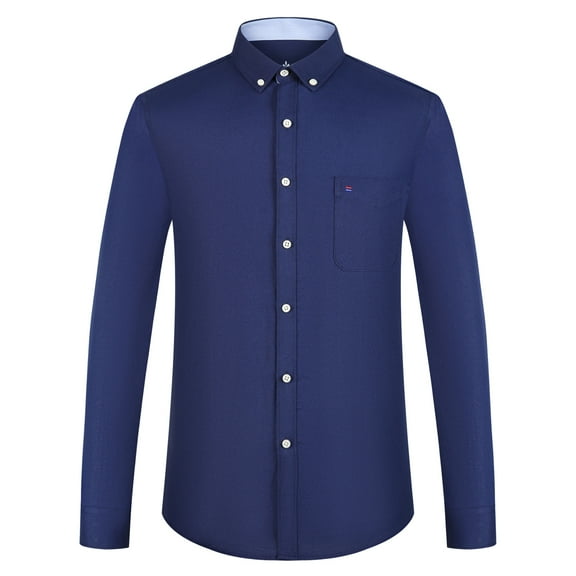 Men's Stylish Cotton Blend Casual Oxford Shirt, Breathable Long Sleeve Button Down Collar Work Shirt