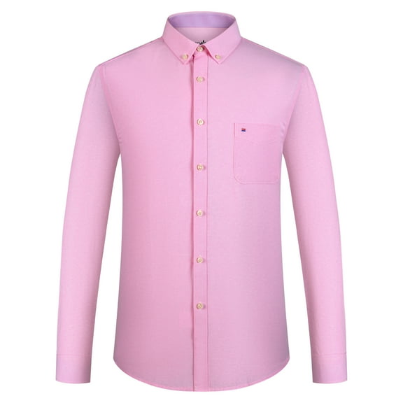 Men's Stylish Cotton Blend Casual Oxford Shirt, Breathable Long Sleeve Button Down Collar Work Shirt