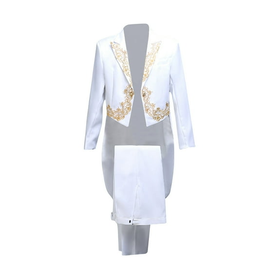 Men's Stylish Embroidered 2 Piece Tuxedo Suit Halloween Party Stage Prom Wedding Elegant Blazer Suits