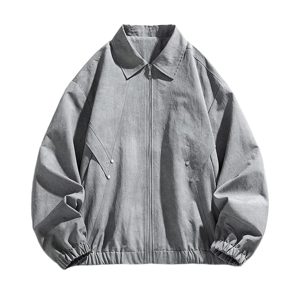 Men's Stylish Lapel Loose Solid-Colored Casual Jacket, Gray, Size XL