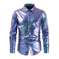 thumbnail image 1 of Men's Stylish Nightclub Shirt Patterned Long Sleeve Casual Shirt for Autumn Winter Comfortable Fashionable Clothing Mens Casual Crew Neck Basic Tees, 1 of 7