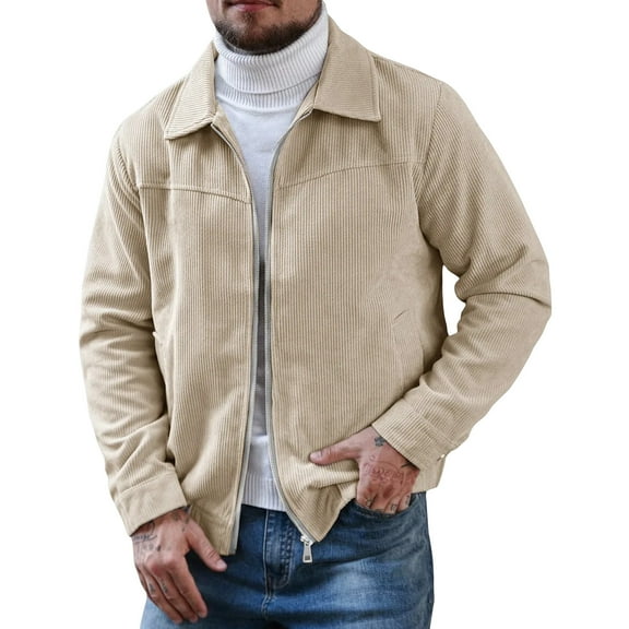 Men's Stylish Retro Corduroy Casual Jacket for Everyday Wear with a Classic and Modern Touch in Durable Fabric and Comfortable Fit for All Day Use,Khaki,S