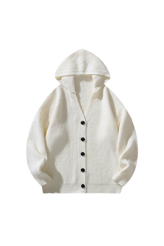 Men's Stylish Retro Wool Blend Hooded Sweater Coat for Autumn Winter Comfortable Lightweight Outerwear