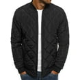 thumbnail image 1 of Men's Stylish Rhombus Diamond Quilted Bomber Jacket Windbreaker Softshell Flight Jackets Fall Winter Coats Outwear, 1 of 2