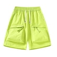 thumbnail image 1 of Men's Stylish Solid Color Casual Shorts with Straight Pockets, Comfortable Sports Shorts, Nylon Material, Elastic Waist for Summer, 1 of 6