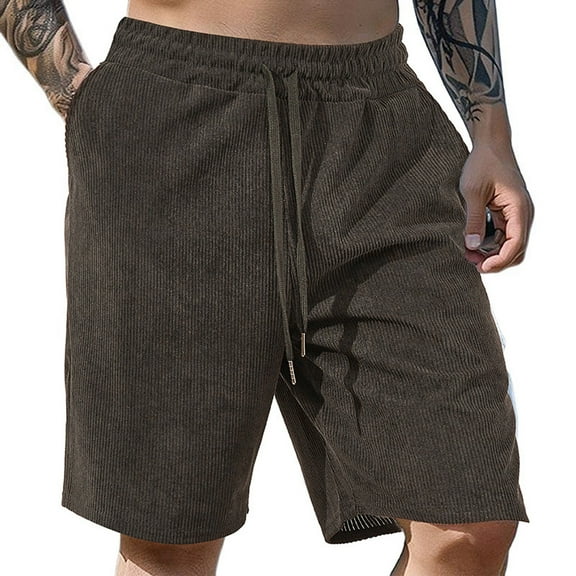 Men's Stylish Solid Color Flannel Casual Shorts - Polyester Breathable Quarter Pants
