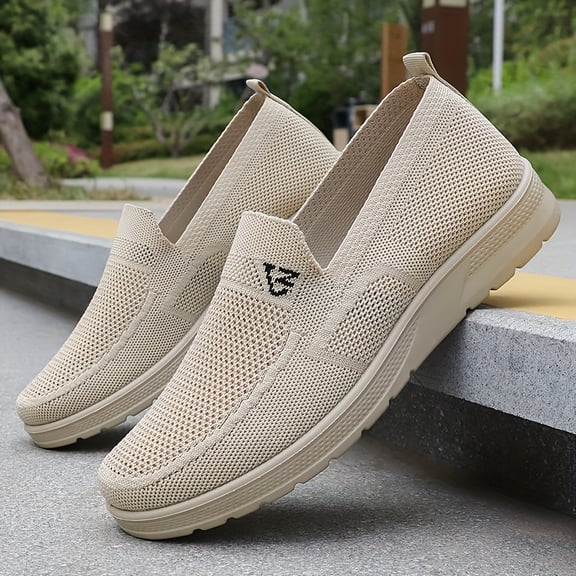 Men's Stylish Solid Knit Casual Shoes - Lightweight, Breathable, Non-Slip - The Perfect Choice for Outdoor Adventures and Leisure Enthusiasts