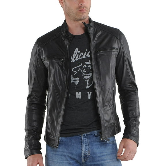 Men's Stylish Stylish Black 100% Genuine Lambskin Leather Lightweight Soft Satin lining Jackets for Men - XS Size