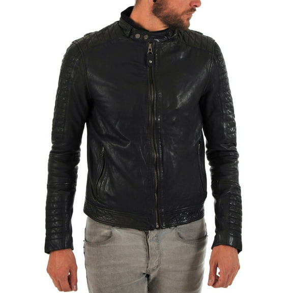 Men's Stylish Stylish Black 100% Genuine Lambskin Leather Lightweight Soft Satin lining Jackets for Men - XS Size