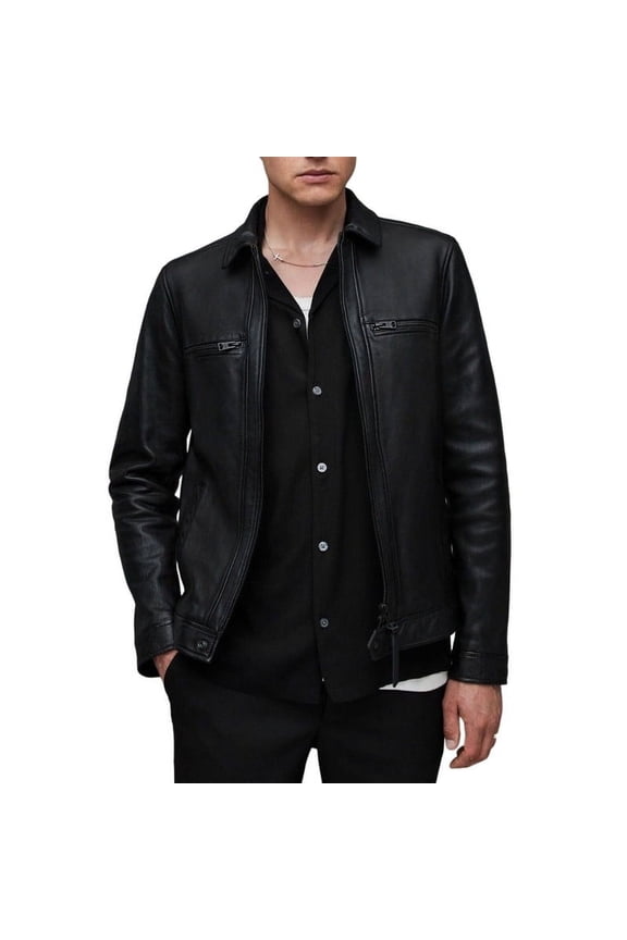 Men's Stylish Stylish Black 100% Genuine Lambskin Leather Lightweight Soft Satin lining Jackets for Men - XS Size