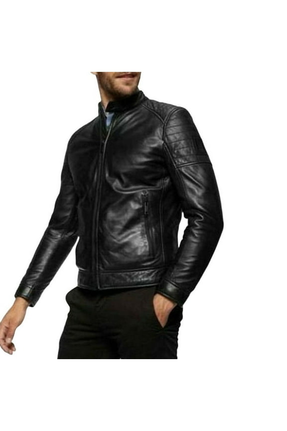 Men's Stylish Stylish Black 100% Genuine Lambskin Leather Lightweight Soft Satin lining Jackets for Men - XXL Size