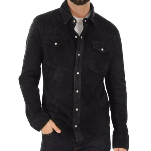 Men's Stylish Stylish Black 100% Genuine Suede Leather Lightweight Soft Satin lining Jackets for Men - M Size
