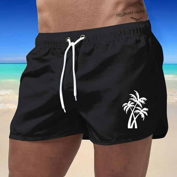 Men's Stylish Summer Shorts Trendy Breathable Linen Embroidered Logo Loose Holiday Short Breathable Fabric Ideal for Outdoor Adventures (Black_03 , S)