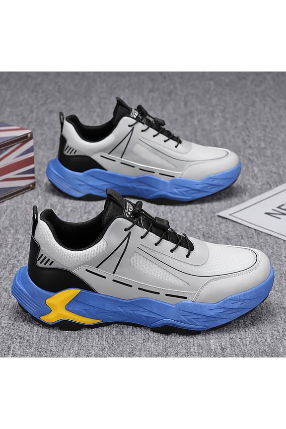 Men's Stylish Thick Sole Sneakers - Shock-Absorbing, Comfortable Casual Shoes with Elastic Closure | Versatile for Outdoor, Running & Fitness
