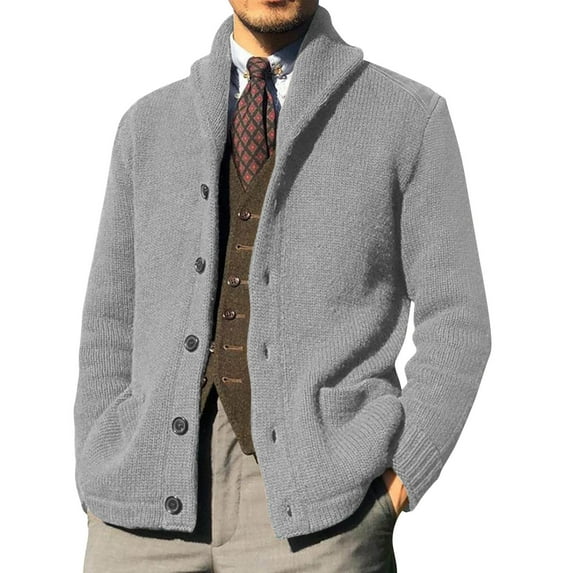 Men's Stylish Wool Blend Knit Cardigan Coat Long Sleeve Casual Comfortable Winter Warm Outwear