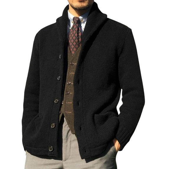 Men's Stylish Wool Blend Knit Cardigan Coat Long Sleeve Casual Comfortable Winter Warm Outwear