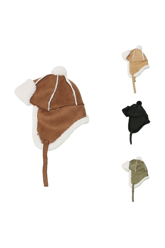 Men's Suede Bomber Hat, Furry Lined with Ear Flaps & Chin Strap, Vintage Style Winter Hat for Outdoor Activities & Fashion Brown