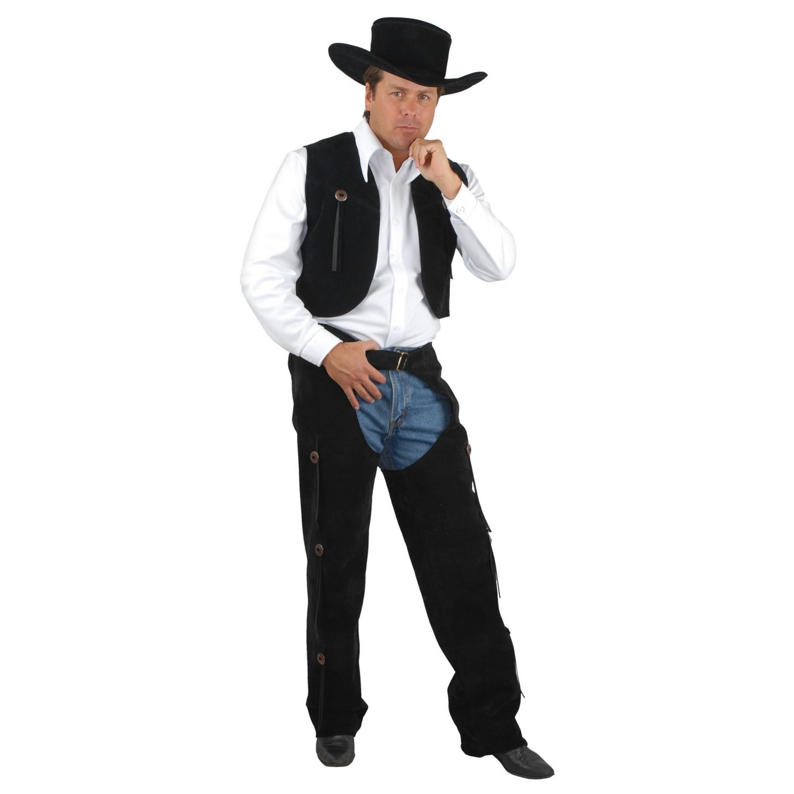 Men's Suede Chaps & Vest Adult Costume