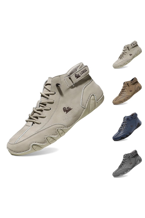 Men's Suede Chukka Boots Lightweight Barefoot Walking Shoes Outdoor Casual Italian Handmade High Top -On Hiking Vogany Breathable Orthopaedic Shoes Ergonomic Orthopaedic