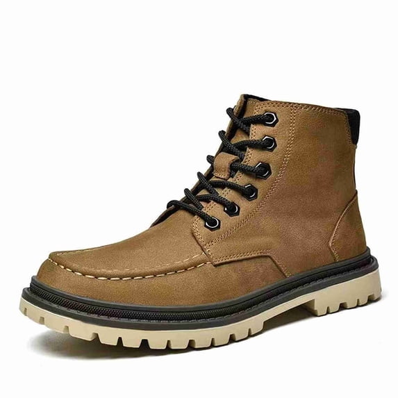Men's Suede Desert Boots, Reinforced Eyelet Lace-Up Shoes with Contrast Sole for Long-Time Wear