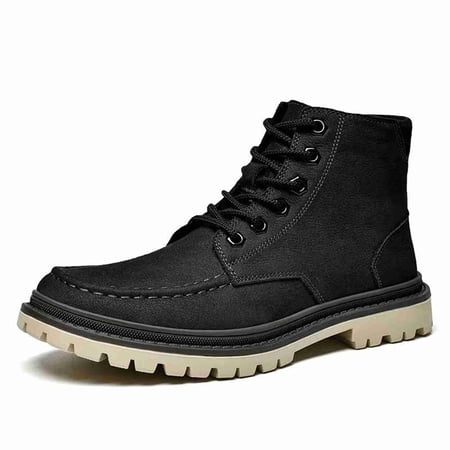 Men's Suede Desert Boots, Reinforced Eyelet Lace-Up Shoes with Contrast Sole for Long-Time Wear