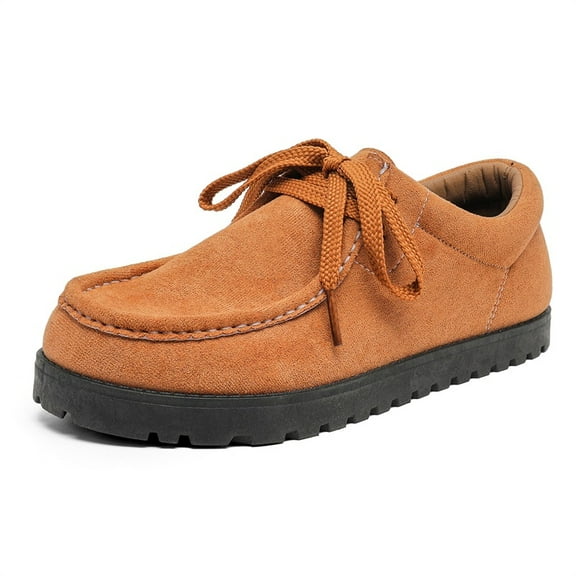 Men's Suede Lace - Up Loafers, Casual Comfortable Moccasins with Non - Slip Sole for Daily Wear