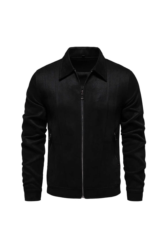 Men's Suede Lapel Jacket Autumn Winter 2024 Outdoor Casual Coat Lightweight Windproof Stylish Comfortable Durable