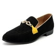 thumbnail image 1 of Men's Suede Leather Faux Leather Loafers Wedding Dress Shoes Black Men's Gold Buckle, Black-05, 11 US, 1 of 5