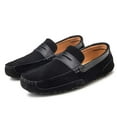 thumbnail image 1 of Men's Suede Leather Lightweight Breathable Rubber Casual Loafers Wear-Resistant Fashion Business Soft Delicate Flats Black 11 US, 1 of 7