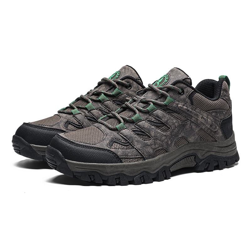 Men's Suede & Mesh Hiking Shoes, Breathable Outdoor Trail Sneakers, Non-Slip Rubber Outsole, Shock Absorption Comfortable Footwear for Trekking, Camping, and Daily Outdoor Activities
