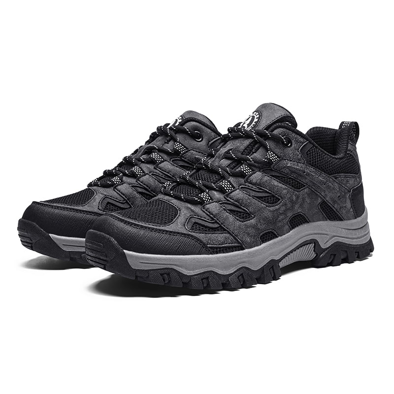 Men's Suede & Mesh Hiking Shoes, Breathable Outdoor Trail Sneakers, Non-Slip Rubber Outsole, Shock Absorption Comfortable Footwear for Trekking, Camping, and Daily Outdoor Activities