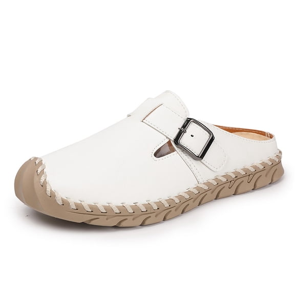 Men's Suede Mule Clogs, Slip-On Adjustable Buckle Casual Shoes, Breathable Backless Loafers with Non-Slip Outsole, Comfortable Footwear for Summer, Outdoor, and Everyday Wear