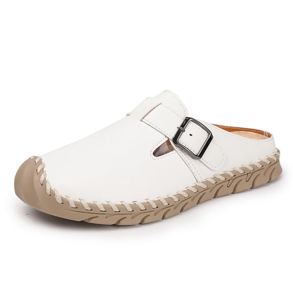 Men's Suede Mule Clogs, Slip-On Adjustable Buckle Casual Shoes, Breathable Backless Loafers with Non-Slip Outsole, Comfortable Footwear for Summer, Outdoor, and Everyday Wear