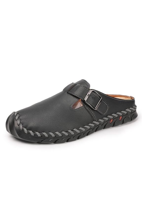 Men's Suede Mule Clogs, Slip-On Adjustable Buckle Casual Shoes, Breathable Backless Loafers with Non-Slip Outsole, Comfortable Footwear for Summer, Outdoor, and Everyday Wear