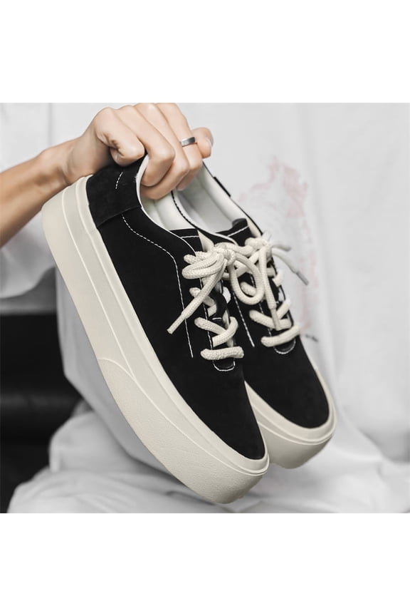 Men's Suede Platform Lace Up Casual Skate Sneakers