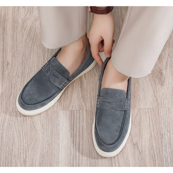 Men’s Suede Slip On Loafers, Breathable Casual Flat Shoes with Soft Sole, Comfortable Everyday Walking Shoes for Work and Daily Wear