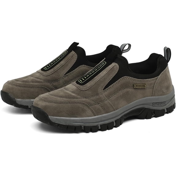 Men's Slip On Anti-Slip Lightweight Loafers, Fashion Breathable Low-top Safety Sneakers (Khaki US 7 men)