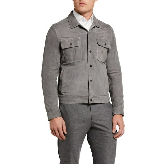 Men’s Suede Trucker Jacket, Lamb Suede Jacket, Trucker Jacket