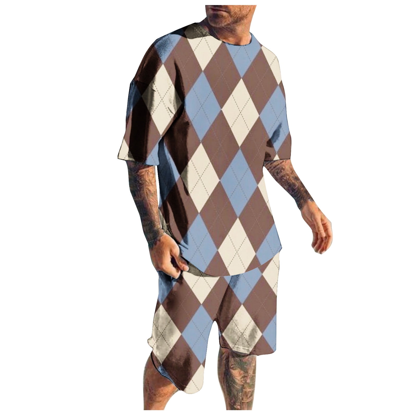 Men's Suit 2 Piece Hawaiiss Print Short T+ Shorts Fashion Street Suit