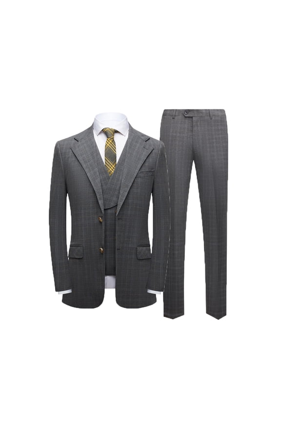 Men's Suit 3 Piece Slim Fit Jacket + Vest + Pants Set | Wedding Formal Business Suits Elegant Tuxedo | Peaked Lapel Blazer
