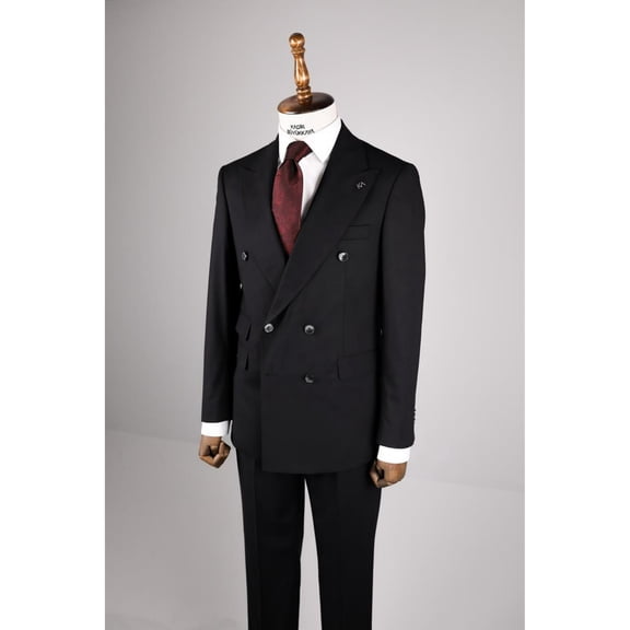Men's Suit, Double Breasted Swallow Collar Anthracite Classic Business Suit