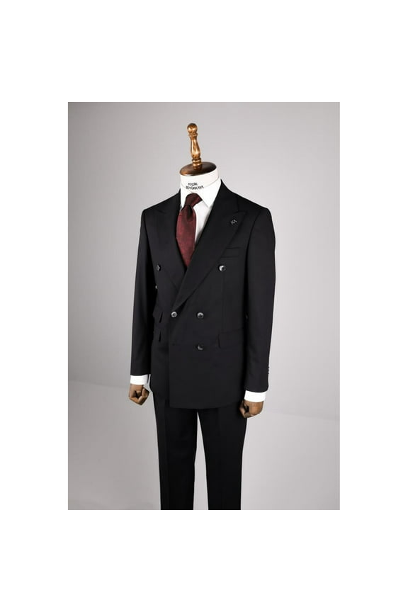 Men's Suit, Double Breasted Swallow Collar Anthracite Classic Business Suit